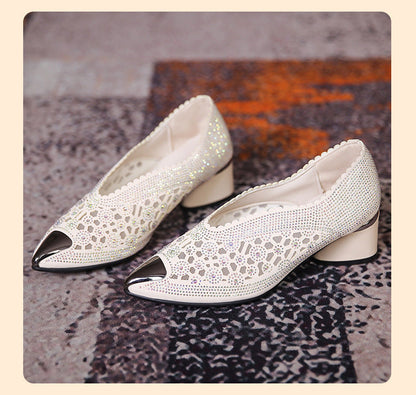 Michelle – High Mesh Pumps with Rhinestones