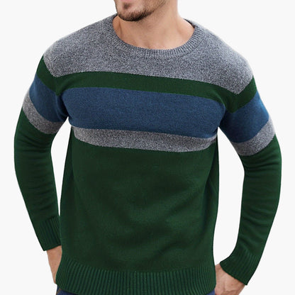 Men's Sweater with Stripe Pattern – Modern Casual Look for Autumn and Winter