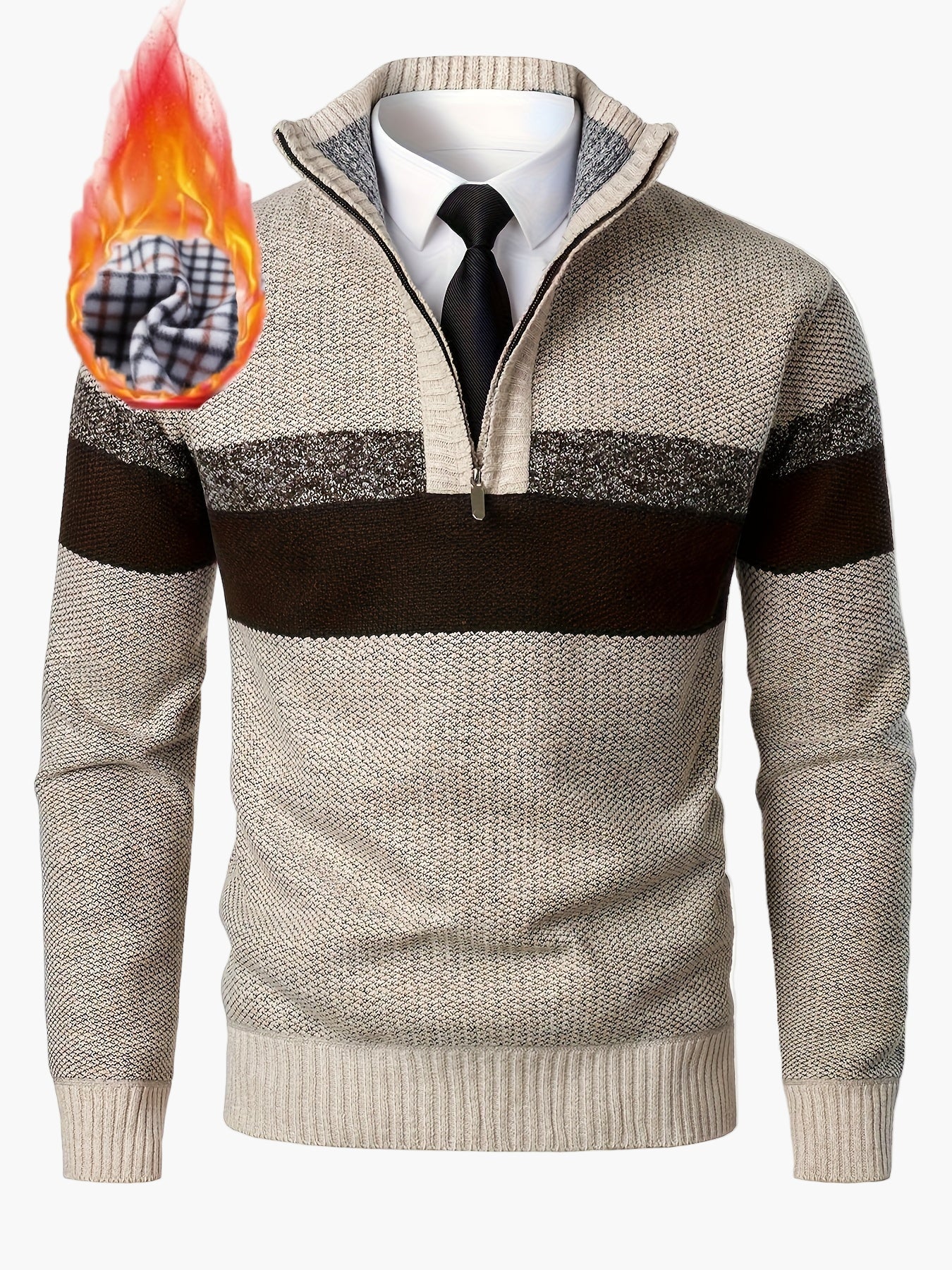 Men's knitted pullover with quarter zipper – fashionable casual style for autumn & winter