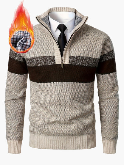 Men's knitted pullover with quarter zipper – fashionable casual style for autumn & winter