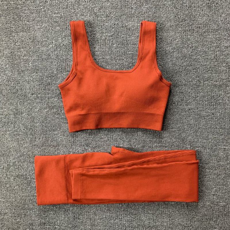 Kim – 2-teiliges nahtloses Yogaset mit sportlichem Hochbund und Bauchhebendem BH