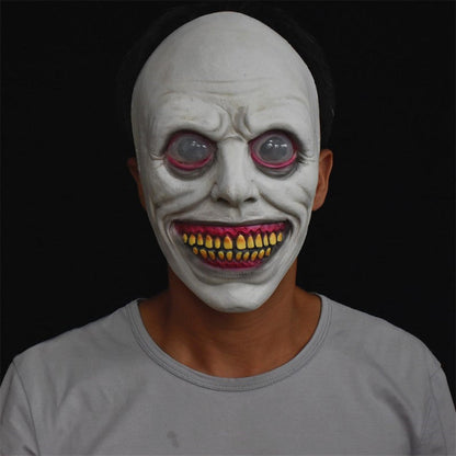 Halloween latex mask demon with white eyes – unisex horror costume for spooky parties