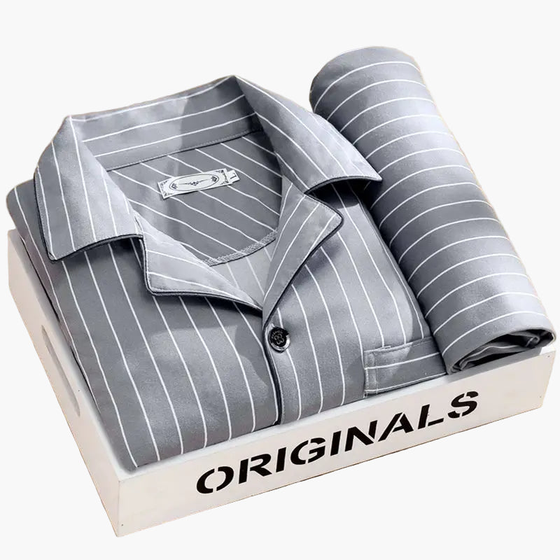 Men's Pajama Set with Wheat Pattern – Classic Pajama Suit for Stylish Nights
