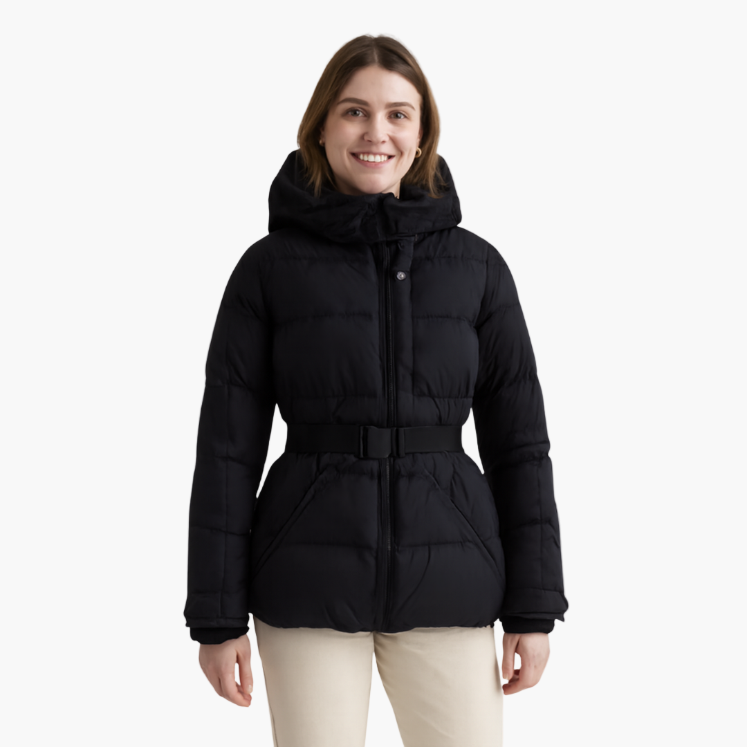 Damen Steppjacke mit Gürtel und Kapuze – Modische Winterjacke für Alltag & Outdoor