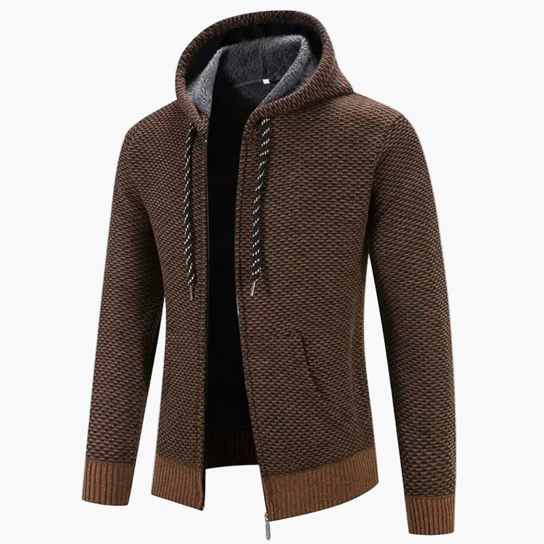 Herren Strick-Kapuzenjacke für Herbst & Winter – Warmes Freizeit Hoodie mit Reißverschluss