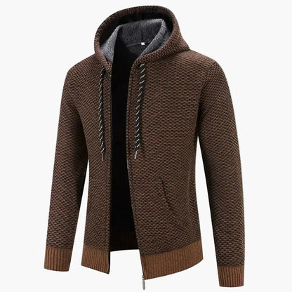 Herren Strick-Kapuzenjacke für Herbst & Winter – Warmes Freizeit Hoodie mit Reißverschluss