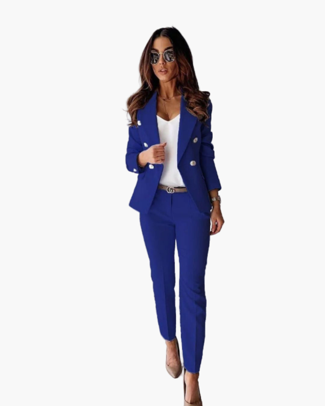 Damen Business Anzug Zweireiher mit tailliertem Schnitt – Eleganter Hosenanzug für Büro und festliche Anlässe