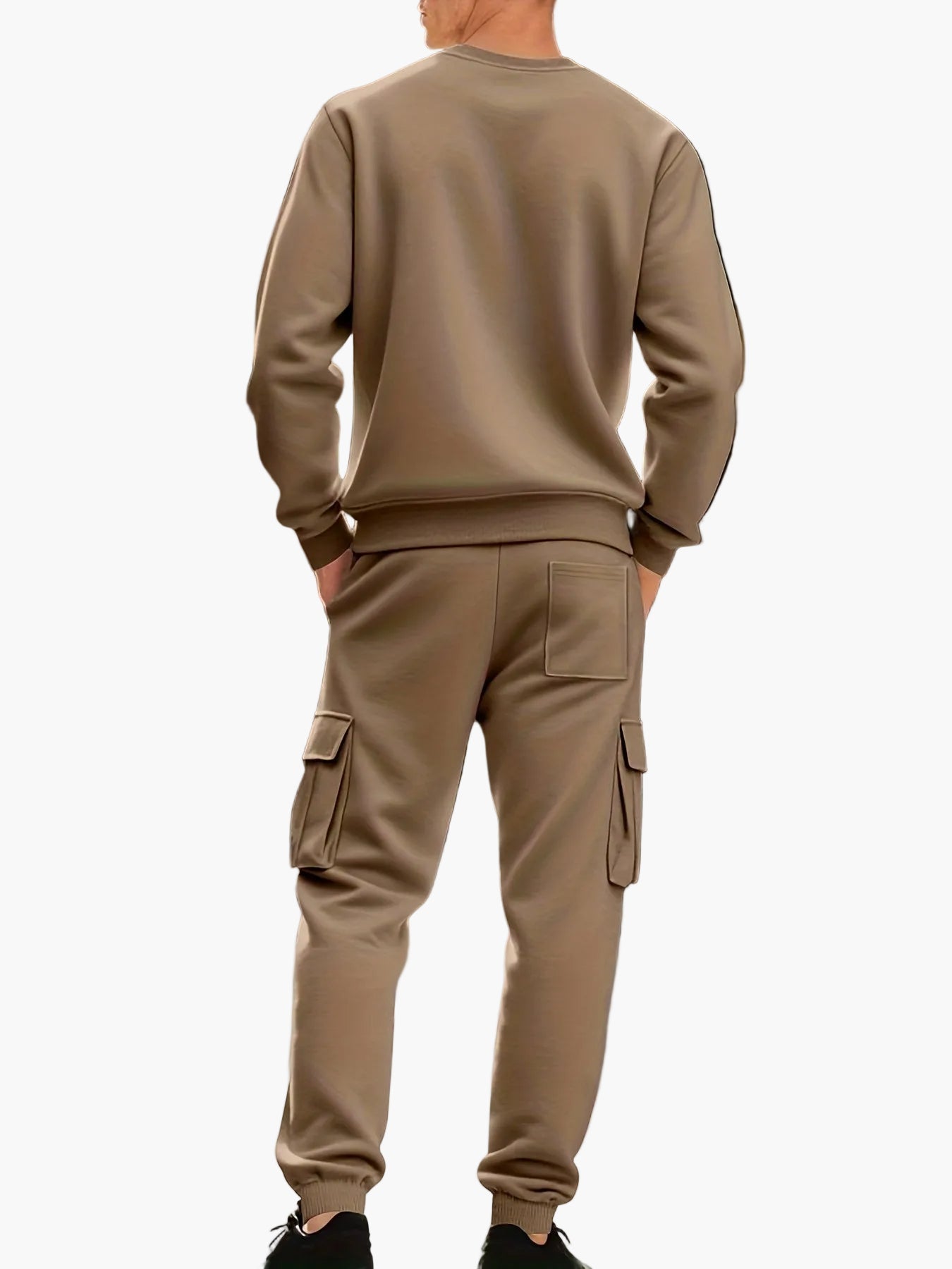 Men's Casual Sports Suit Set, Sweatshirt and Cargo Jogging Pants, Relaxed Style