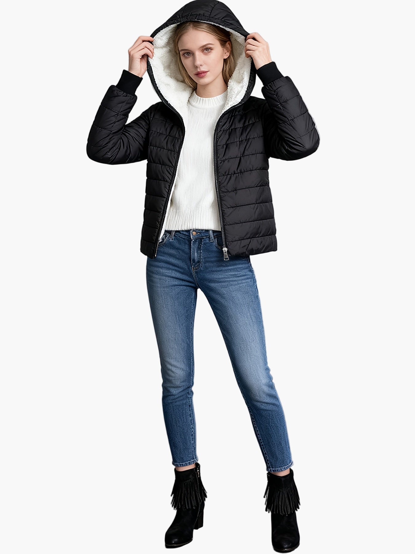 Women's quilted jacket with hood – Elegant winter companion for everyday and leisure use