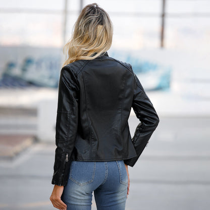Georgina – Dünne Vegane Jacke mit Stehkragen im Slim-Fit