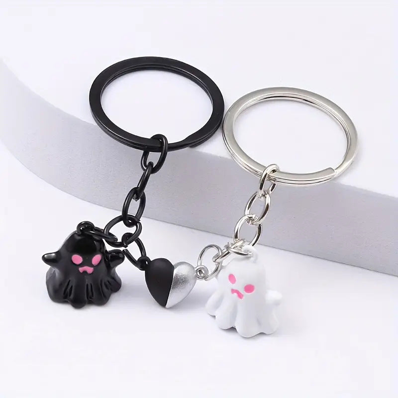 Halloween Keychain Set – Cute Ghosts for Couples, Friends & Decoration