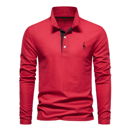 Men's Long Sleeve Polo Shirt Casual – Classic Leisure Style with Embroidered Logo