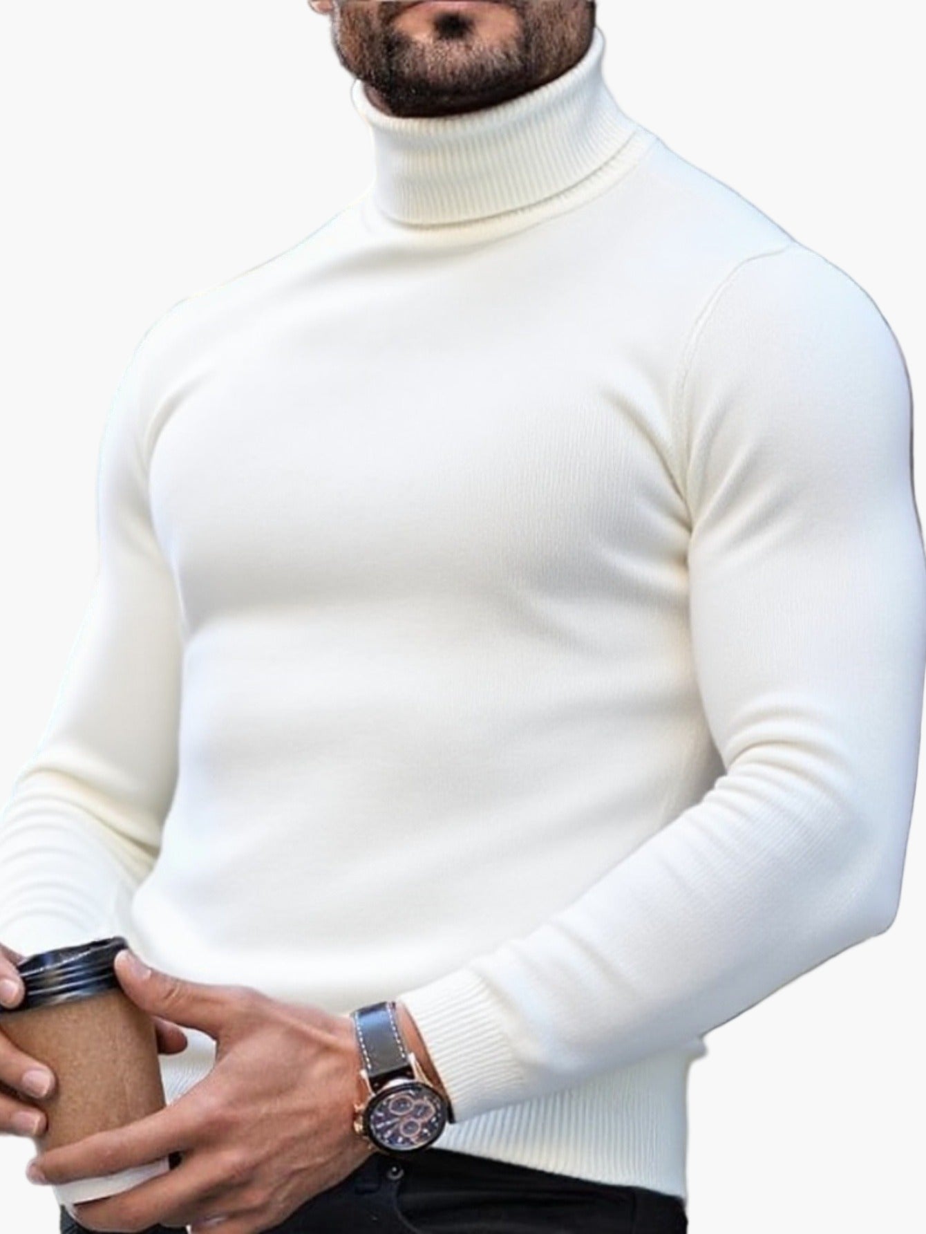 Men's turtleneck sweater – Fashionable, slim-fit knitted sweater for leisure and everyday wear