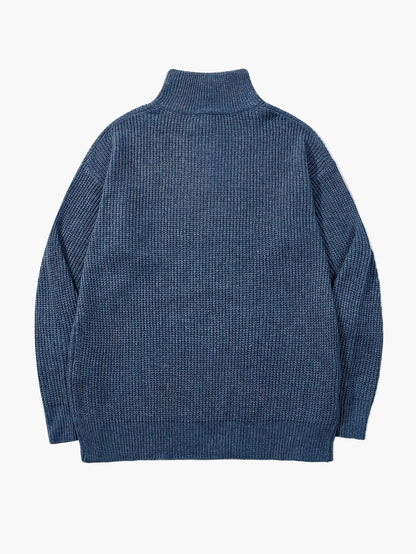 Men's knitted sweater with zipper and high collar – Casual leisure style for spring & autumn
