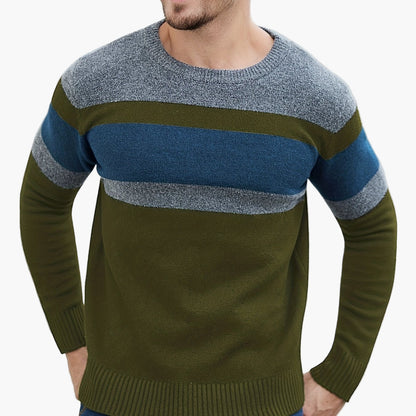 Men's Sweater with Stripe Pattern – Modern Casual Look for Autumn and Winter