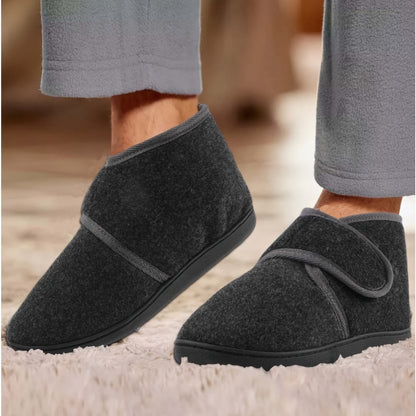 Men's Comfort Slippers with Velcro Closure and High Shaft – Comfortable Vintage Slippers for Every Day