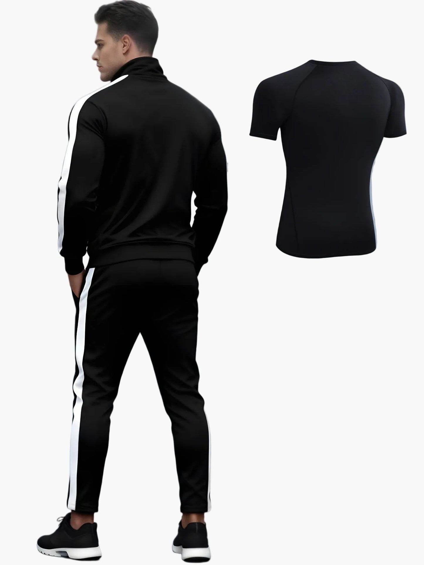 Men's Tracksuit Set Sporty Modern Fitness Leisure Suit with Stripes – 3-piece Set