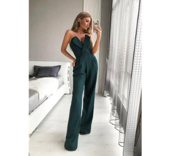 Damen Eleganter Trägerloser Jumpsuit mit Weitem Bein – Stilvoller Overall für Besondere Anlässe und Partys