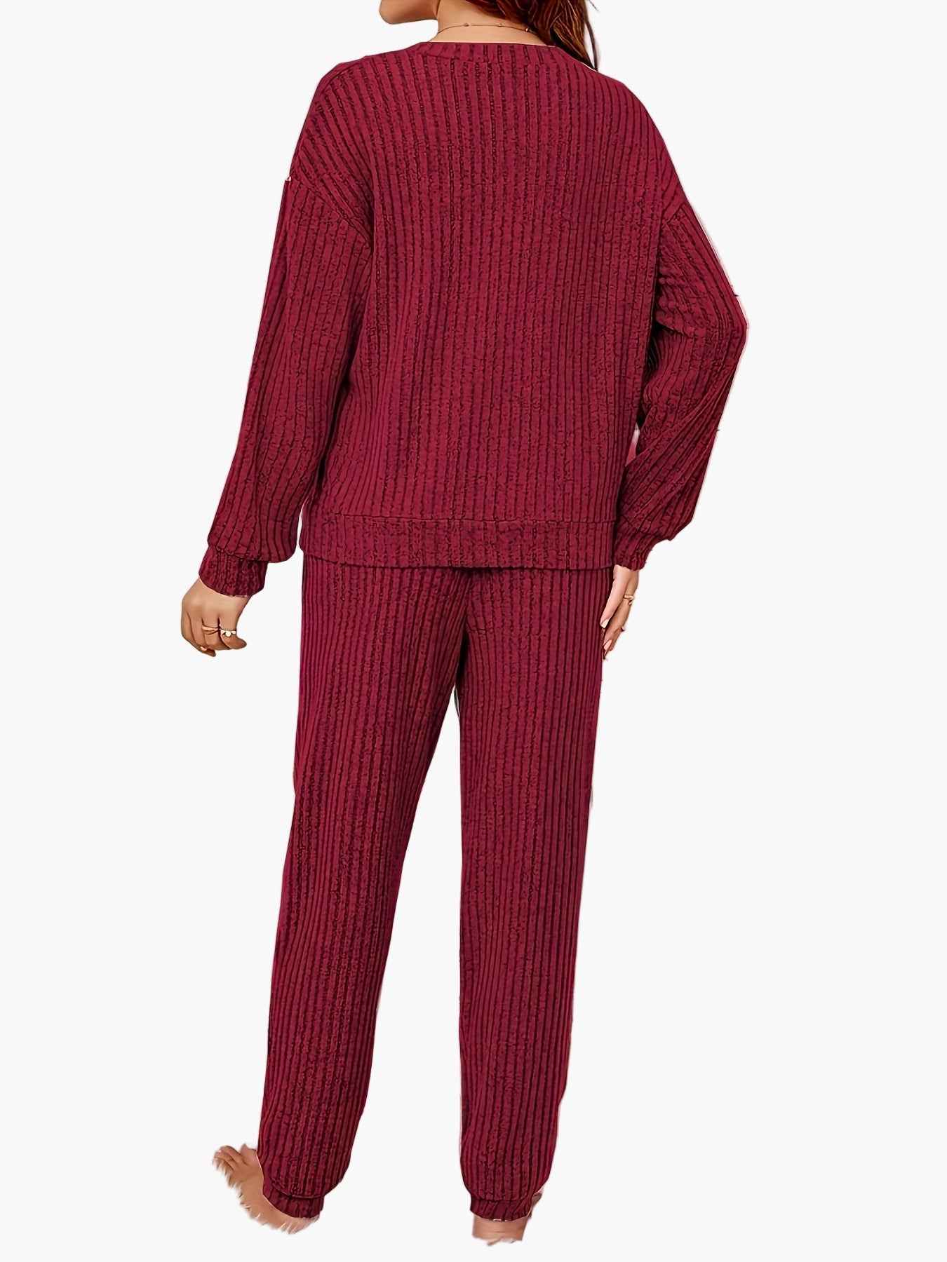Damen Gemütliches Rippstrick-Lounge-Set für Zuhause und Freizeit