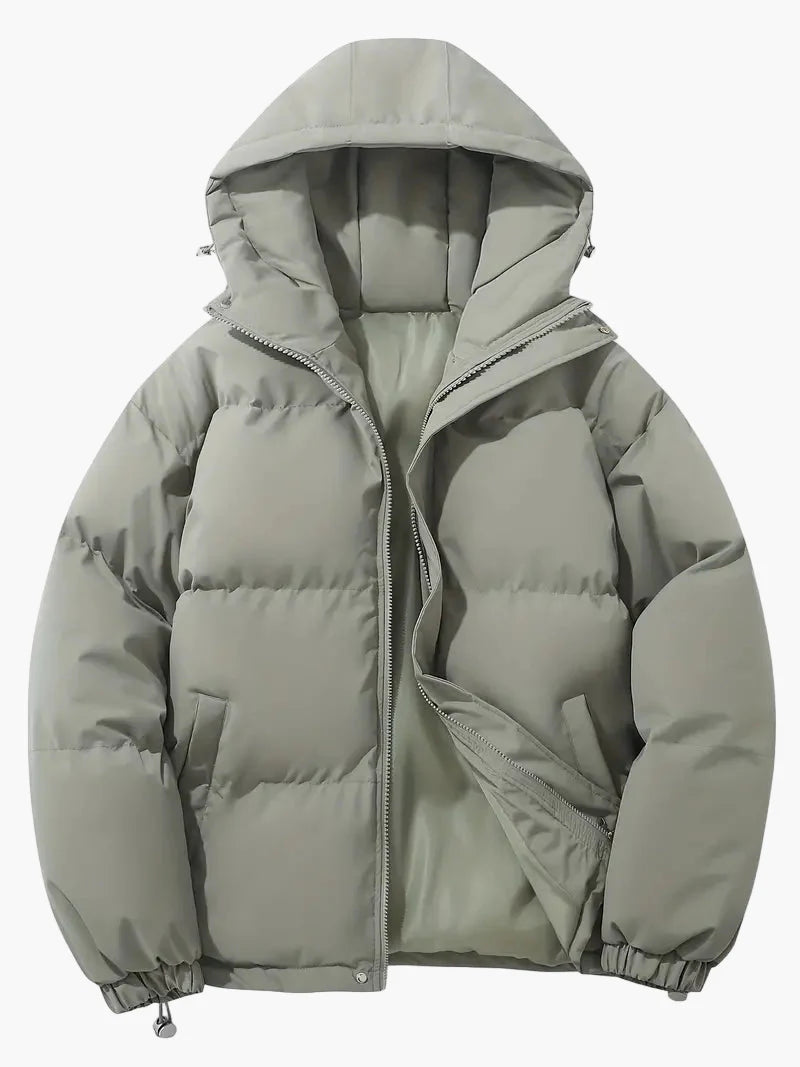 Men's Winter Quilted Jacket with Hood – Classic Style for Cold Days