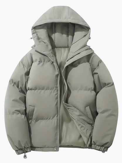 Men's Winter Quilted Jacket with Hood – Classic Style for Cold Days