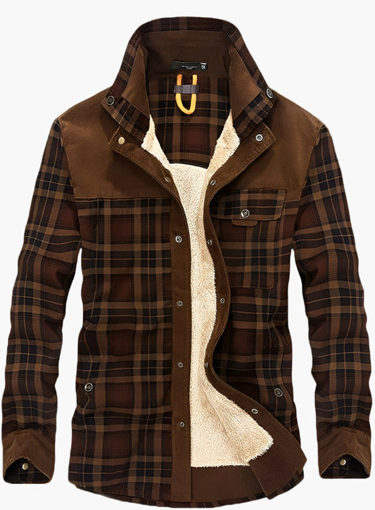 Herren Outdoor Freizeit Hemdjacke mit Fleece-Futter – Klassischer Karomuster Stil für Abenteuer und Alltag