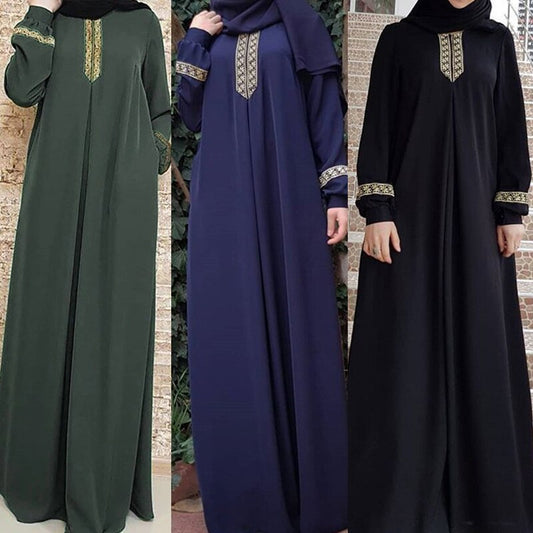 Kimberley – Plus Size Bedrucktes Abaya Jilbab Muslim Maxi Kleid