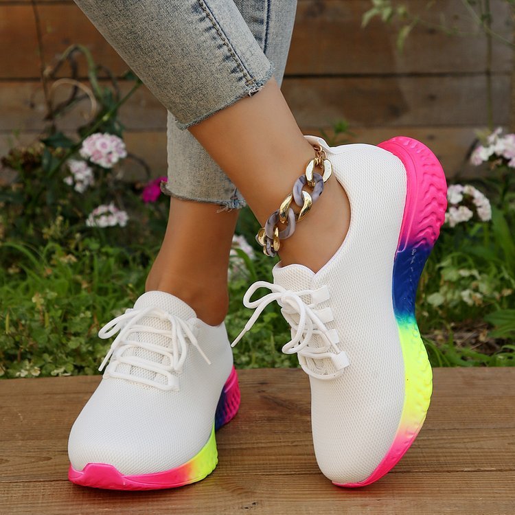 Sandra – Schnürschuhe mit Regenbogensohle