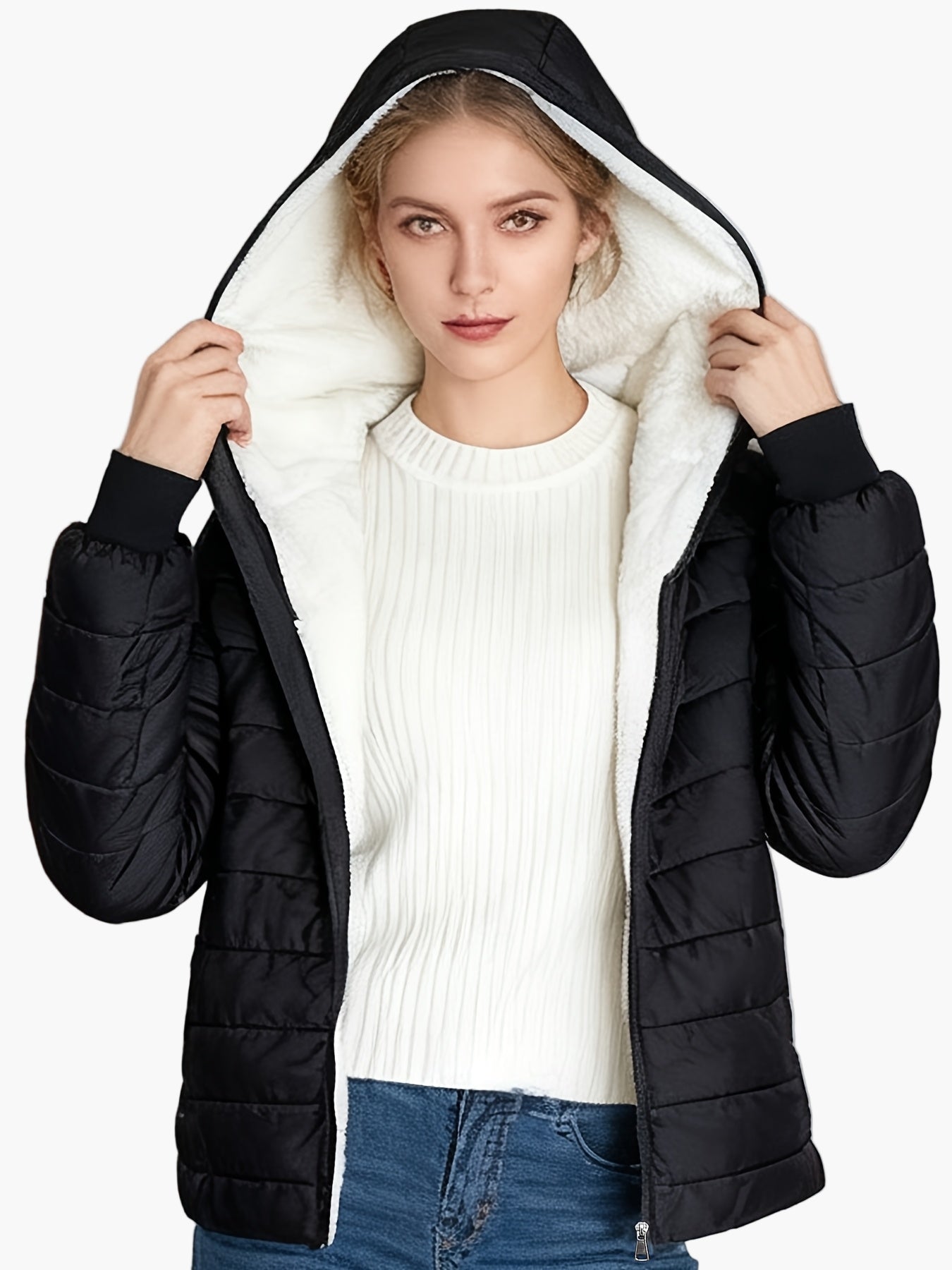 Women's quilted jacket with hood – Elegant winter companion for everyday and leisure use