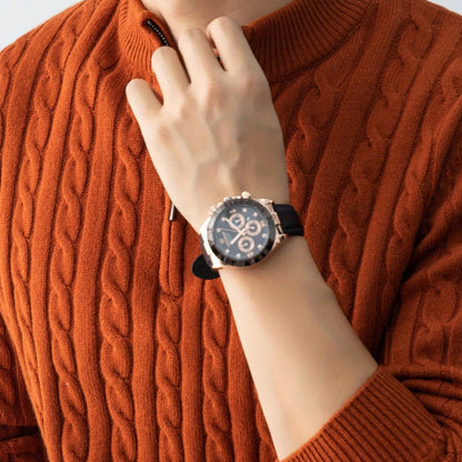 Men's knitted sweater with cable pattern and stand-up collar – fashionable casual style for autumn and winter