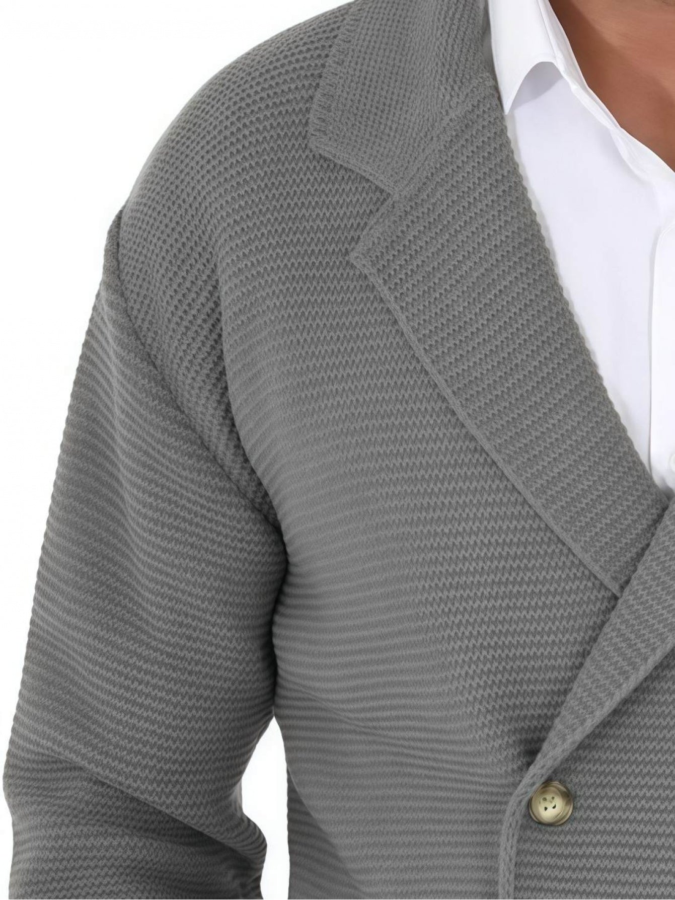 Men's knitted cardigan with lapel collar, double-breasted – Elegant casual blazer for everyday and office use