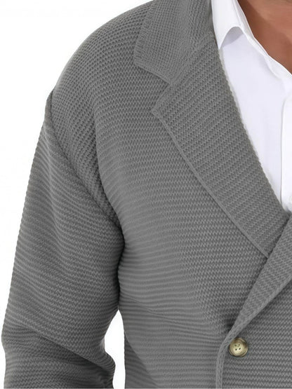 Men's knitted cardigan with lapel collar, double-breasted – Elegant casual blazer for everyday and office use