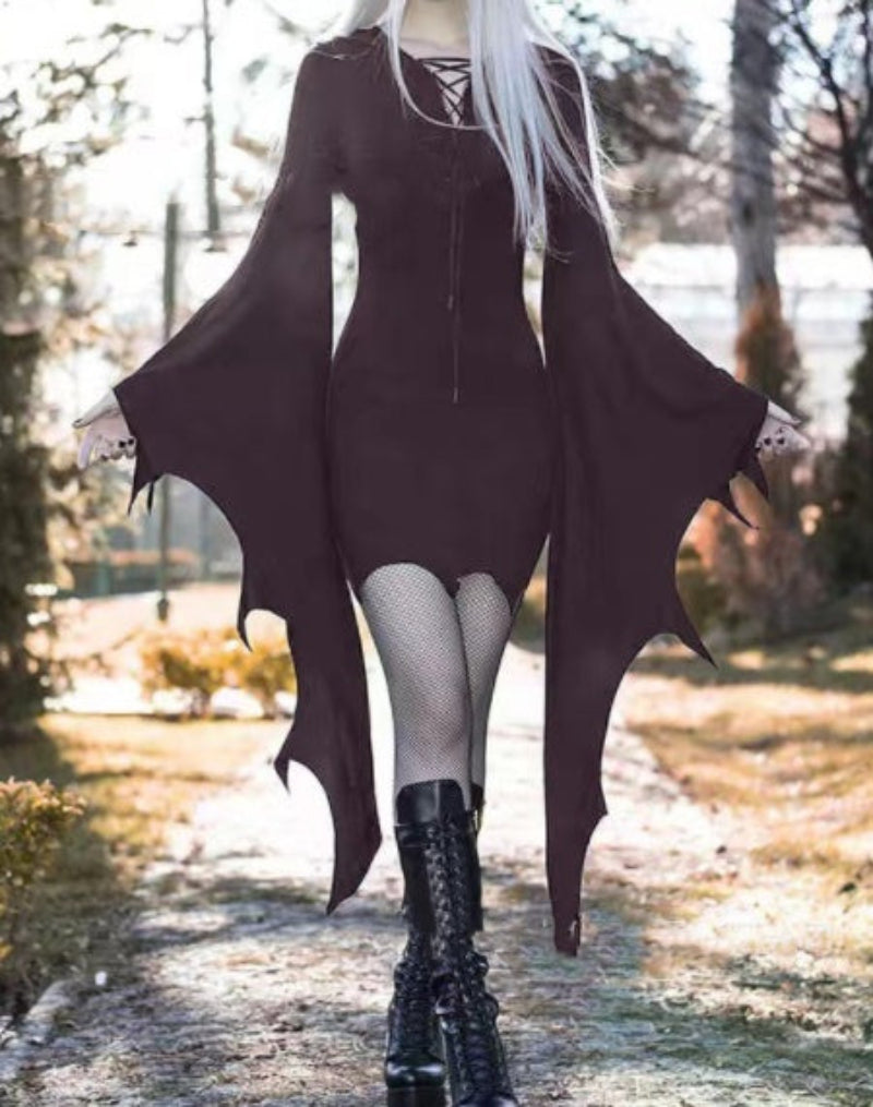 Halloween women's dress vampire bat witch costume gothic party outfit