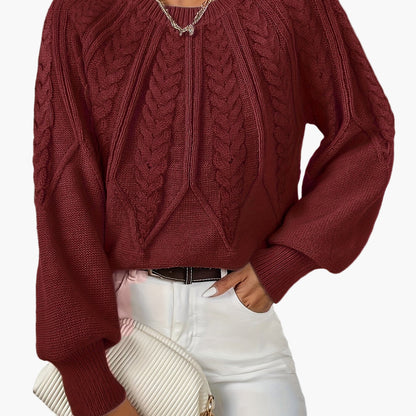 Damen Strickpullover im Zopfmuster-Design – Eleganter Freizeit-Look für Alltag & Büro