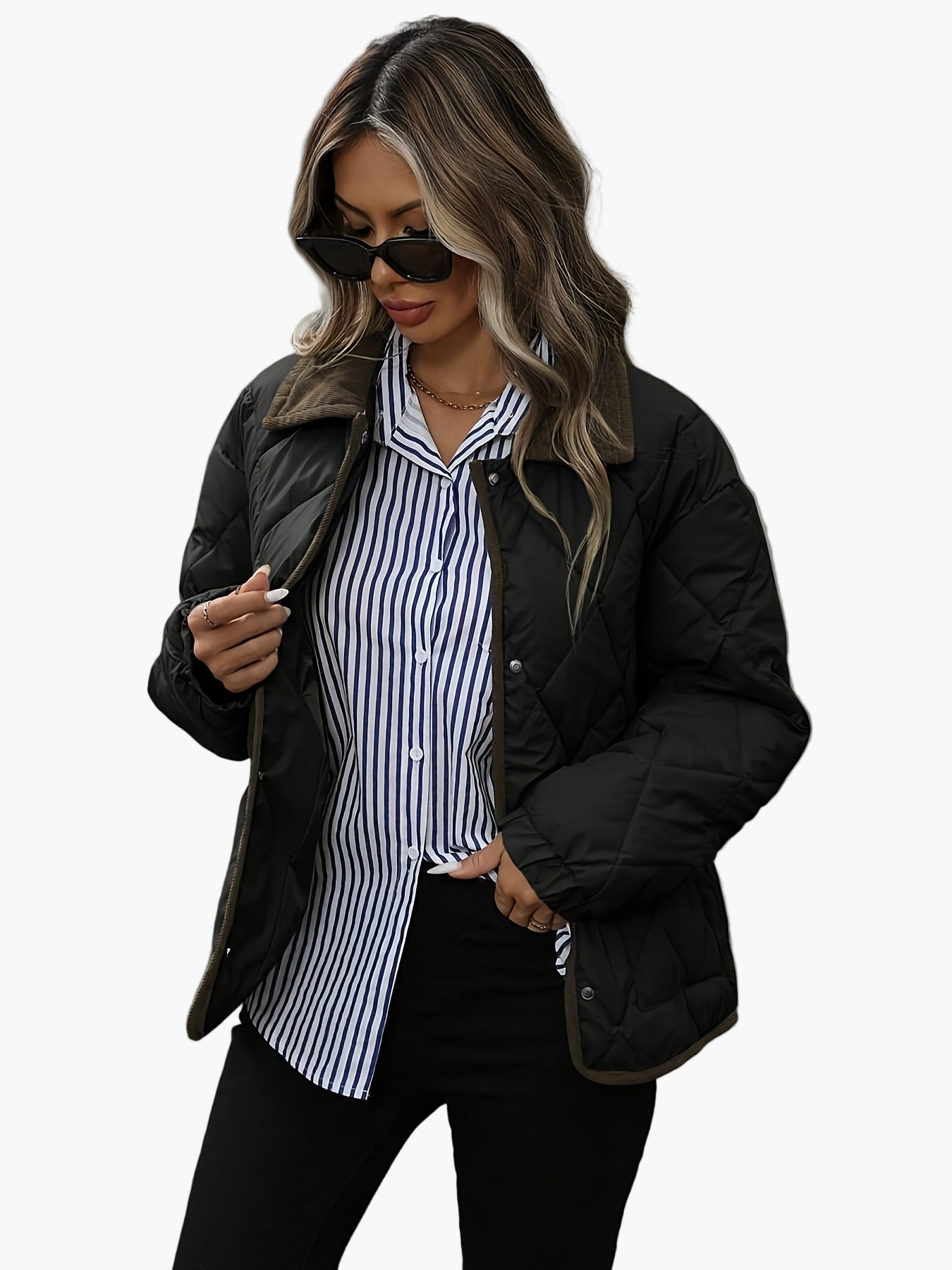 Women's Vintage Quilted Jacket with Contrast Details – Stylish Transitional Jacket for Everyday and Leisure