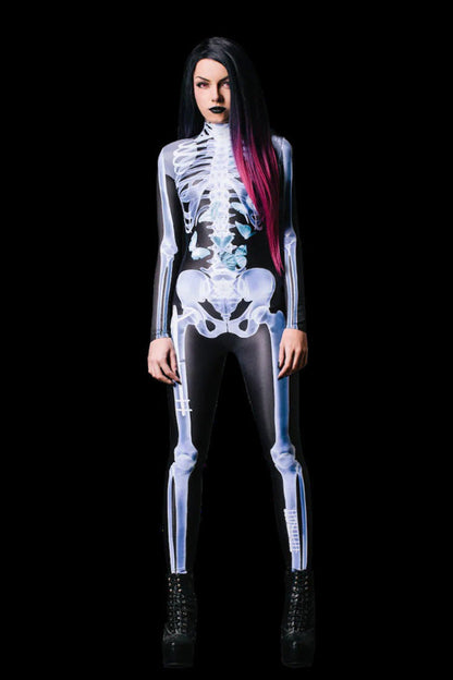 Halloween full-body skeleton costume for women and men – perfect for horror parties & carnival