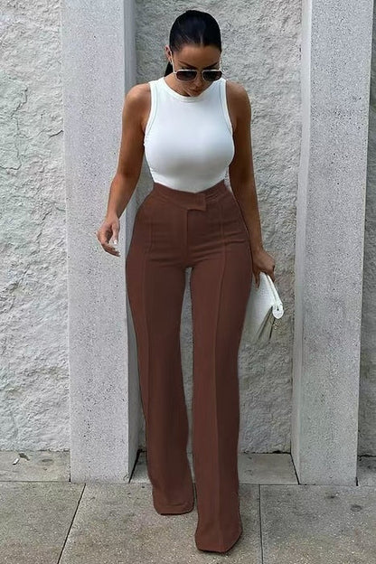 Tracy – Gerade Damenhose mit Schnalle und modischem Uni-Design