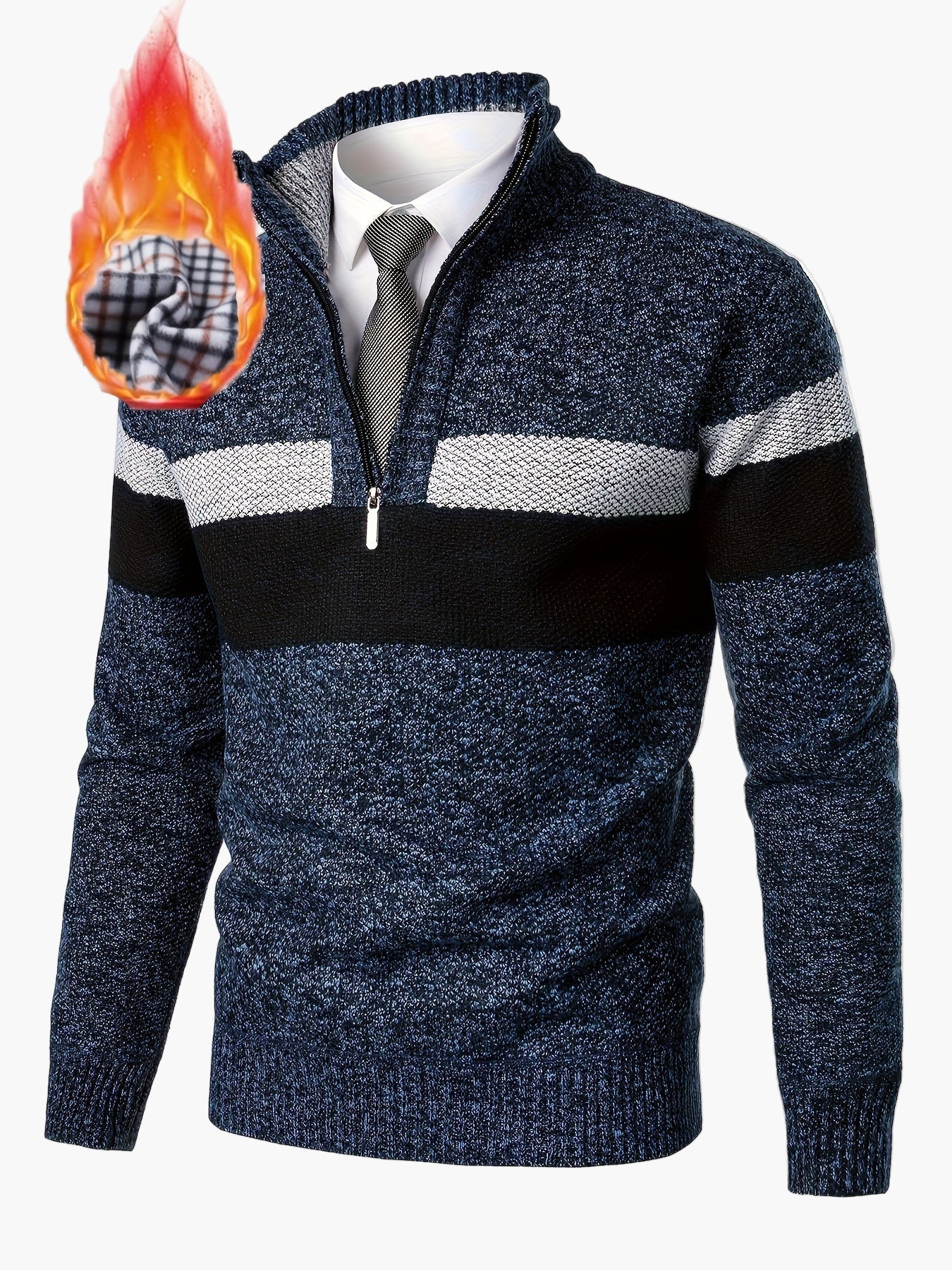 Men's knitted pullover with quarter zipper – fashionable casual style for autumn & winter