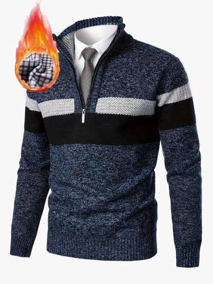 Men's knitted pullover with quarter zipper – fashionable casual style for autumn & winter