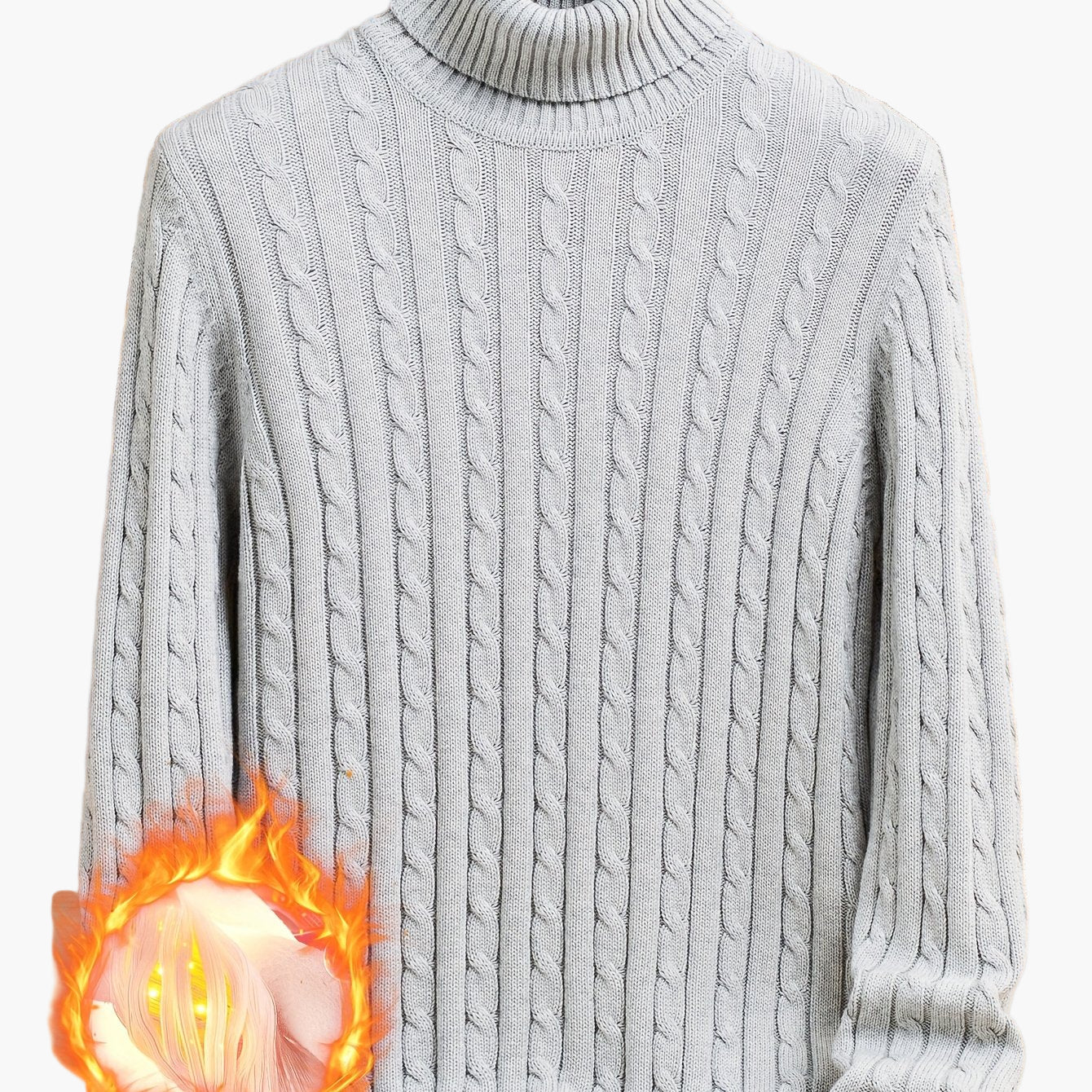 Men's Cable Knit Turtleneck Sweater – Stylish Knit Pullover for Everyday & Leisure