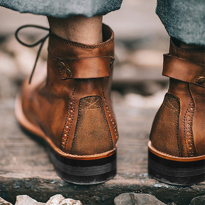 Aidan – Retro Herrenstiefel mit Schnürung und niedrigem Absatz