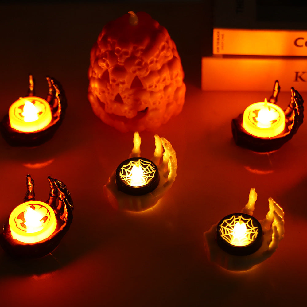 Halloween LED tealight skeleton hand decoration – creepy table decoration for Halloween parties