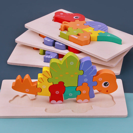 Kinder 3D Dinosaurier Holzpuzzle – Lernspielzeug & Motoriktraining