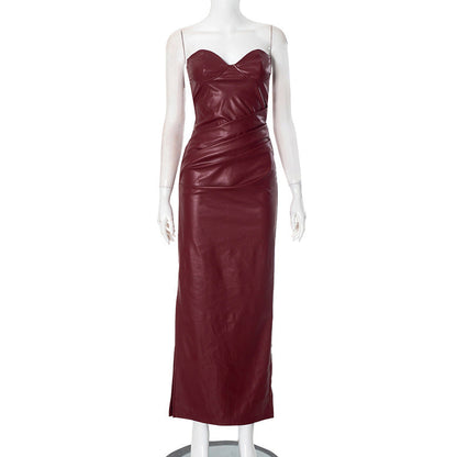 Tanya – Enges Damen-Maxi-Kleid aus veganem Leder