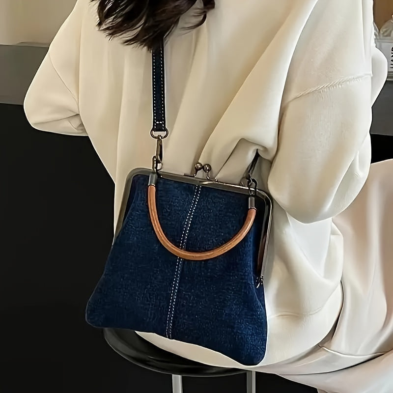 Women's Vintage Handbag with Frame Closure and Old-Fashioned Charm – S ...