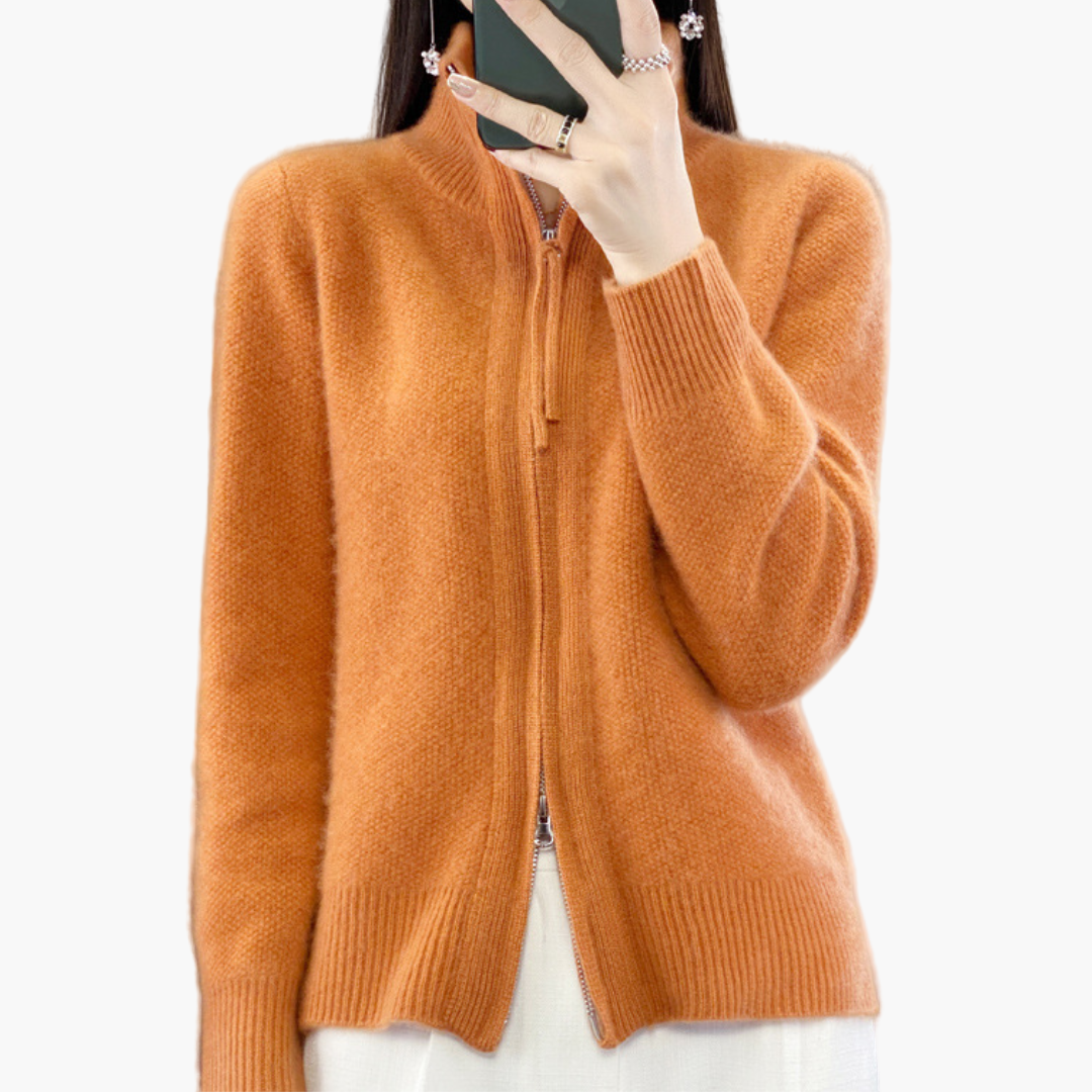 Damen Strickjacke mit Reißverschluss – Klassischer Stil für Büro und Freizeit