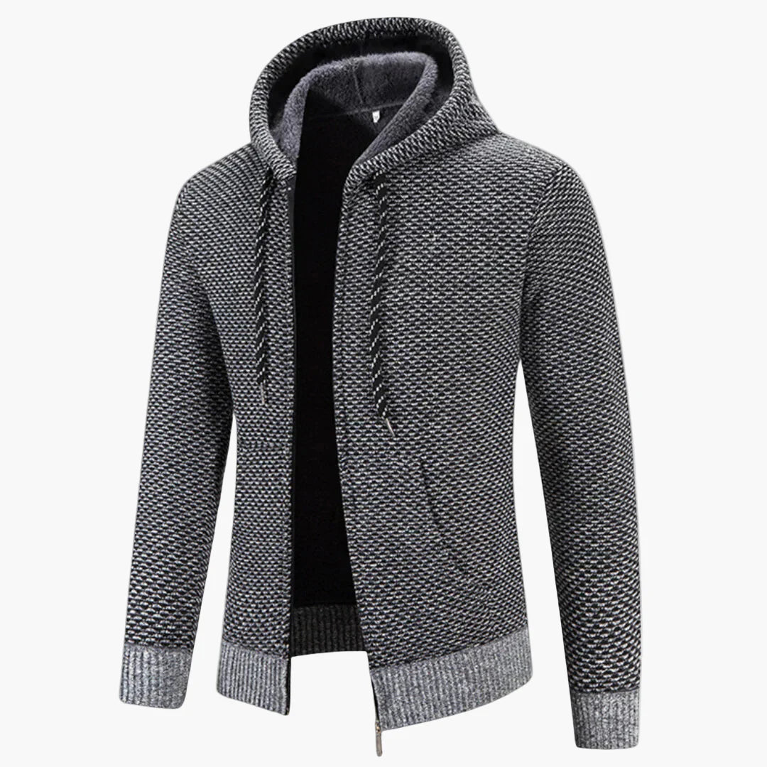 Herren Strick-Kapuzenjacke für Herbst & Winter – Warmes Freizeit Hoodie mit Reißverschluss