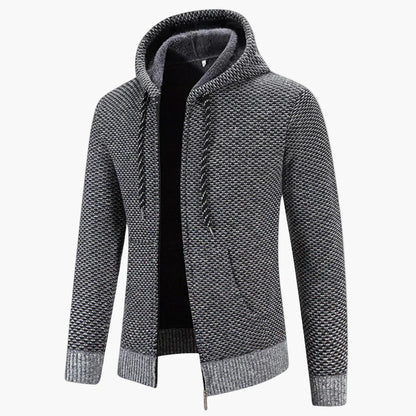 Herren Strick-Kapuzenjacke für Herbst & Winter – Warmes Freizeit Hoodie mit Reißverschluss