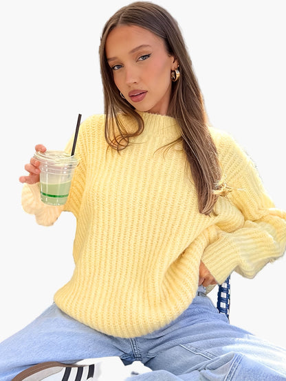 Damen Grobstrick Pullover Lockerer Casual Style für Herbst und Winter