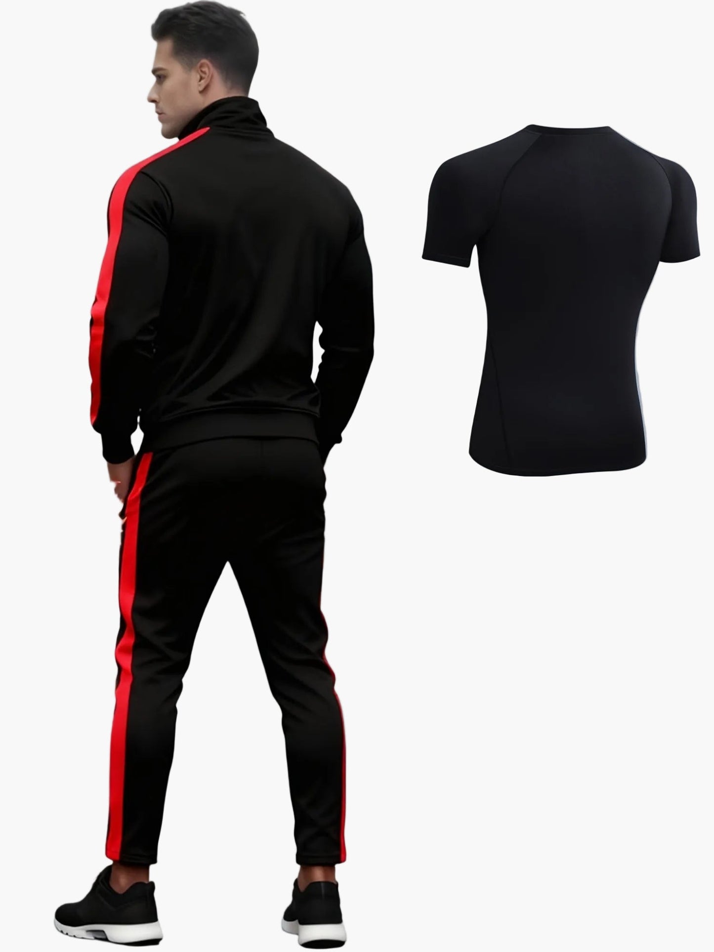 Men's Tracksuit Set Sporty Modern Fitness Leisure Suit with Stripes – 3-piece Set